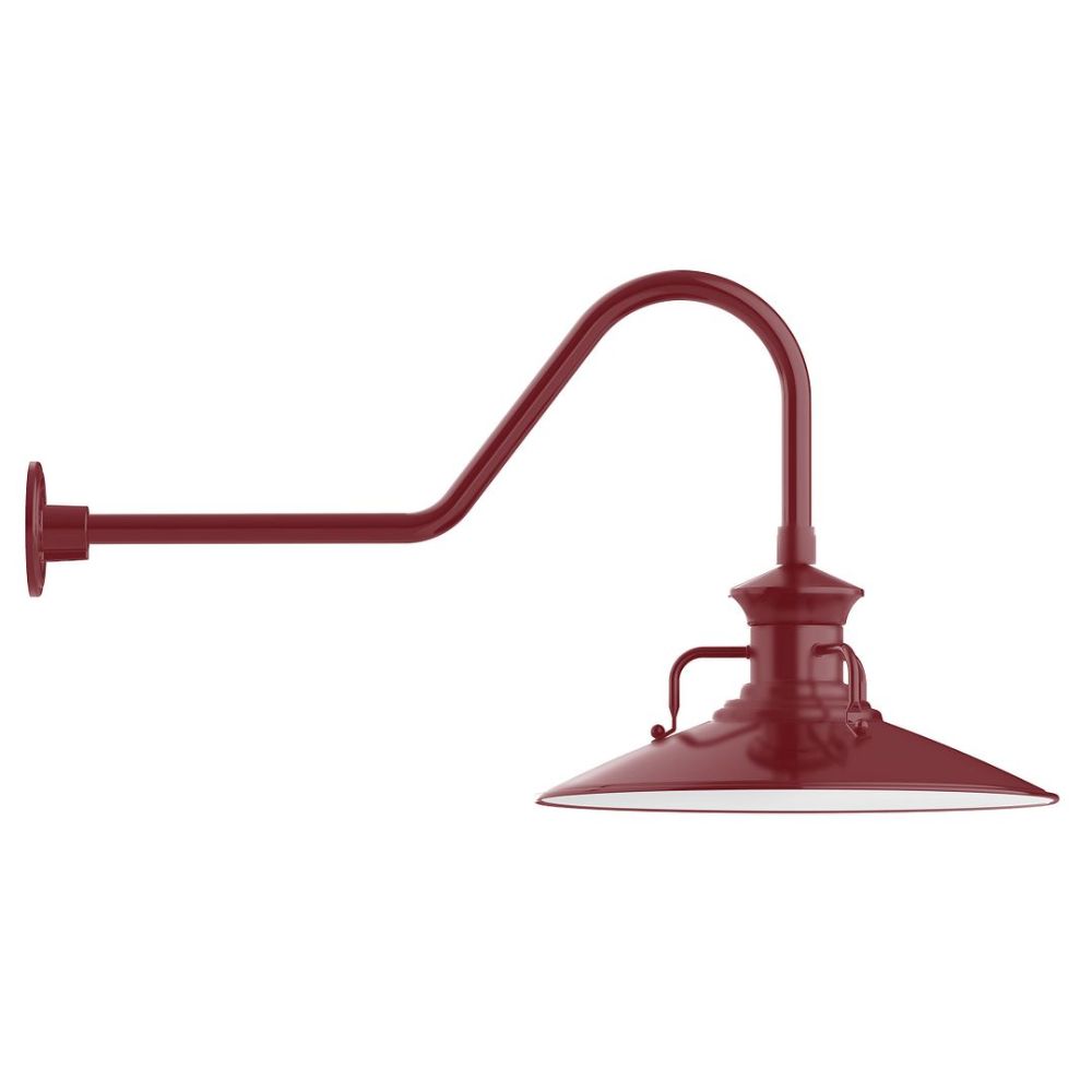 Montclair Lightworks GNC143-55-B01-L13 18" Homestead Shade, Led Gooseneck Wall Mount, Decorative Canopy Cover, Barn Red